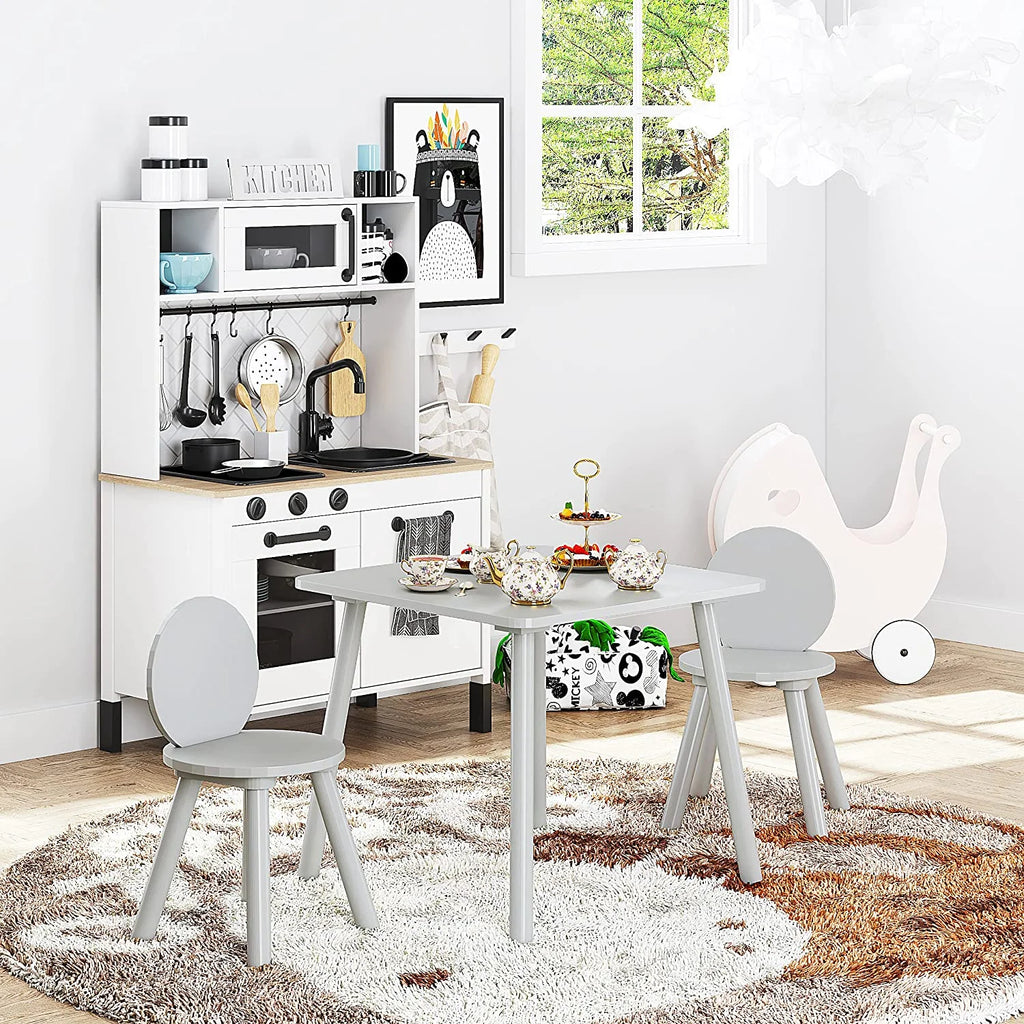 2-in-1 Kids Table with 2 Chairs Set, Gray N892