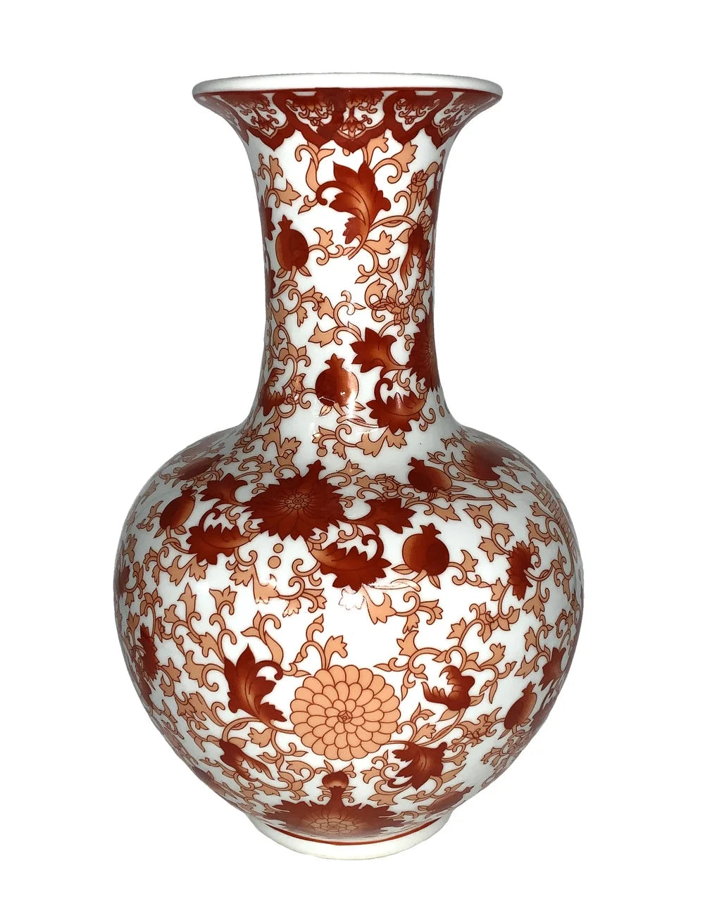 Ball Vase with Red Coral Pattern F37489