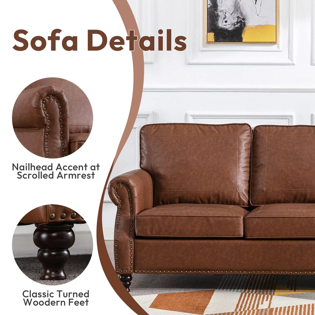 80" Faux Leather 3-Seater Sofa Couch S141