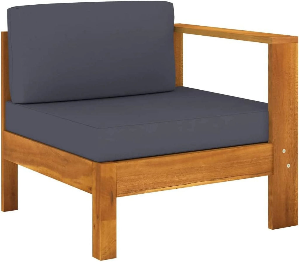 6 Piece Acacia Wood Patio Lounge Set with Dark Gray Cushions H2755
