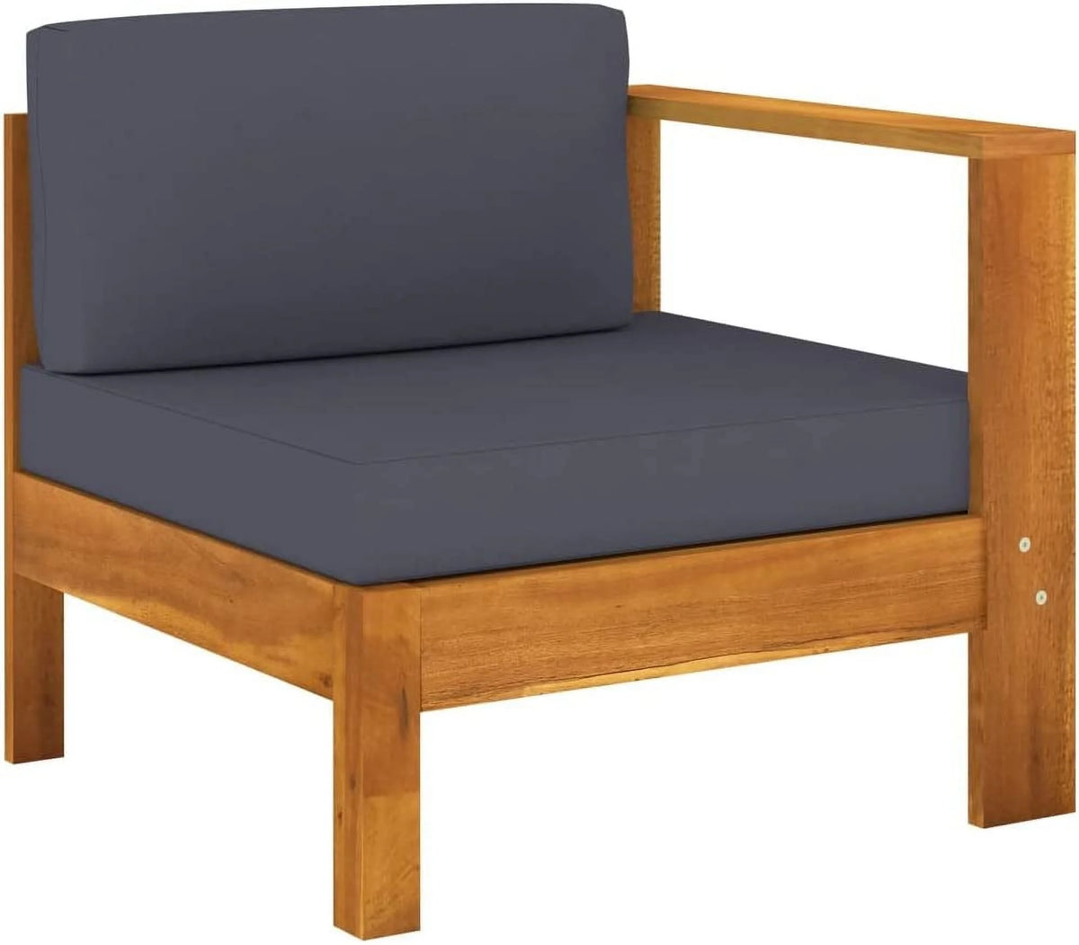 6 Piece Acacia Wood Patio Lounge Set with Dark Gray Cushions H2755