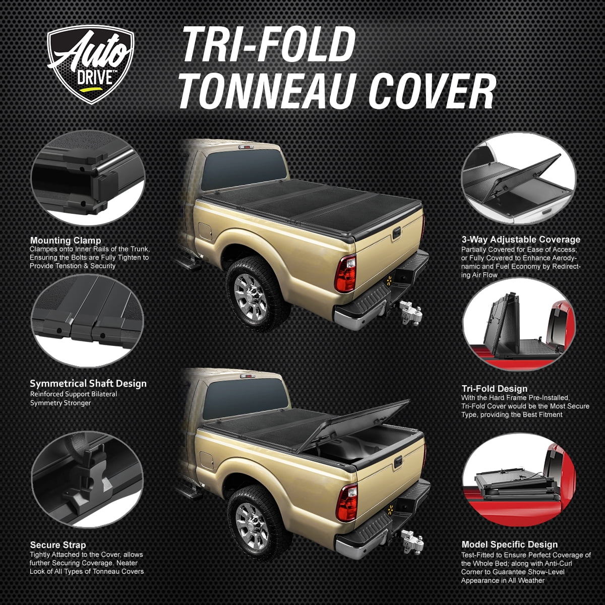 Hard Tri Fold Truck Bed Tonneau Cover U768938