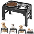 4 Height Adjustable Raised Dog Bowls with 2 Stainless Steel Bowls O951428