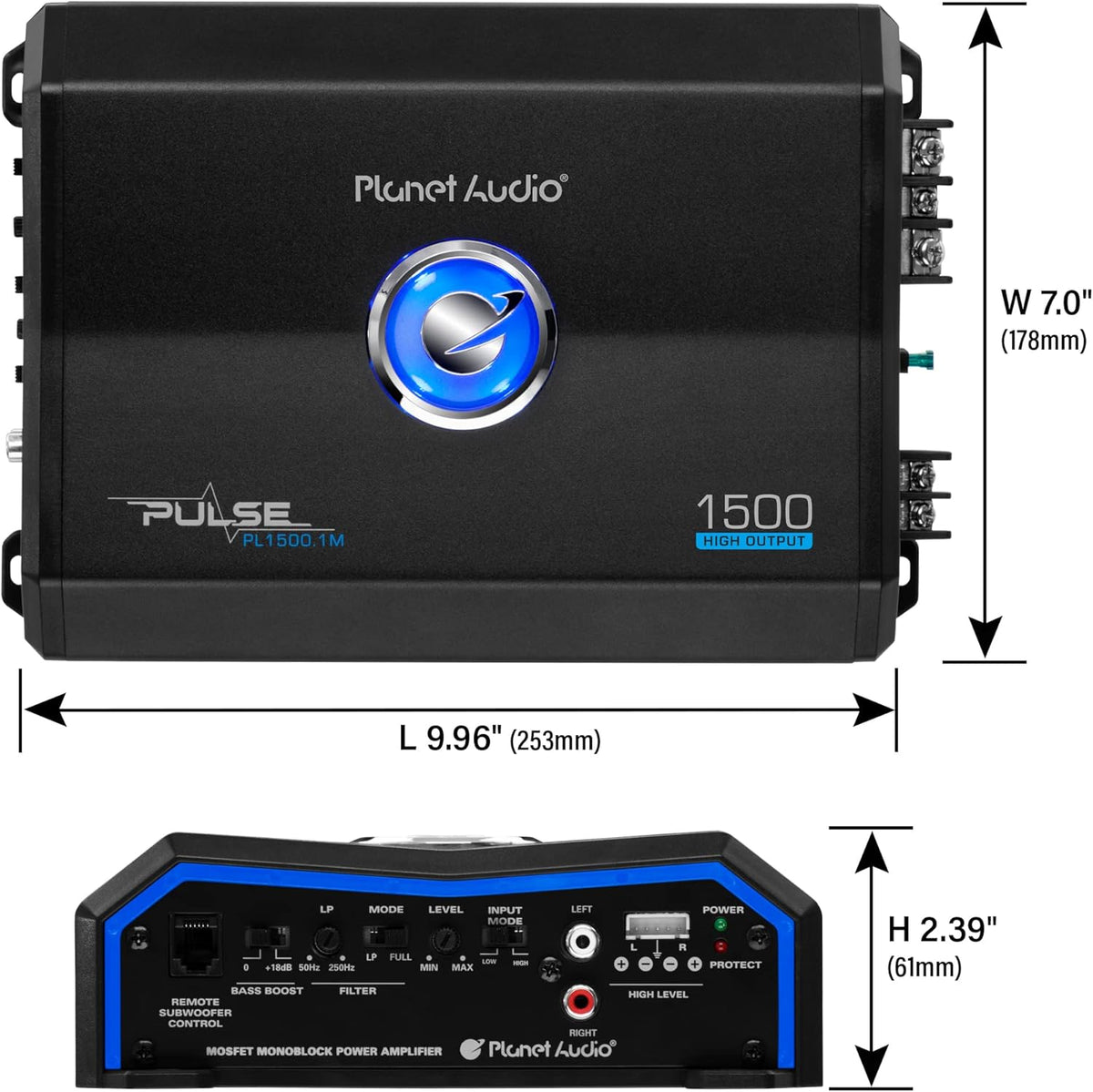 Planet Audio Monoblock Car Amplifier 1500 Watts Class A/B Mosfet Power Supply Pack of 2 B414