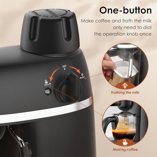 Black 3.5 Bar Espresso Coffee Machine with Steam Milk Frother T568