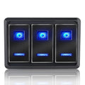 12V/24V 4 Gang Blue LED Toggle Switch Panel Pack of 2 F119039