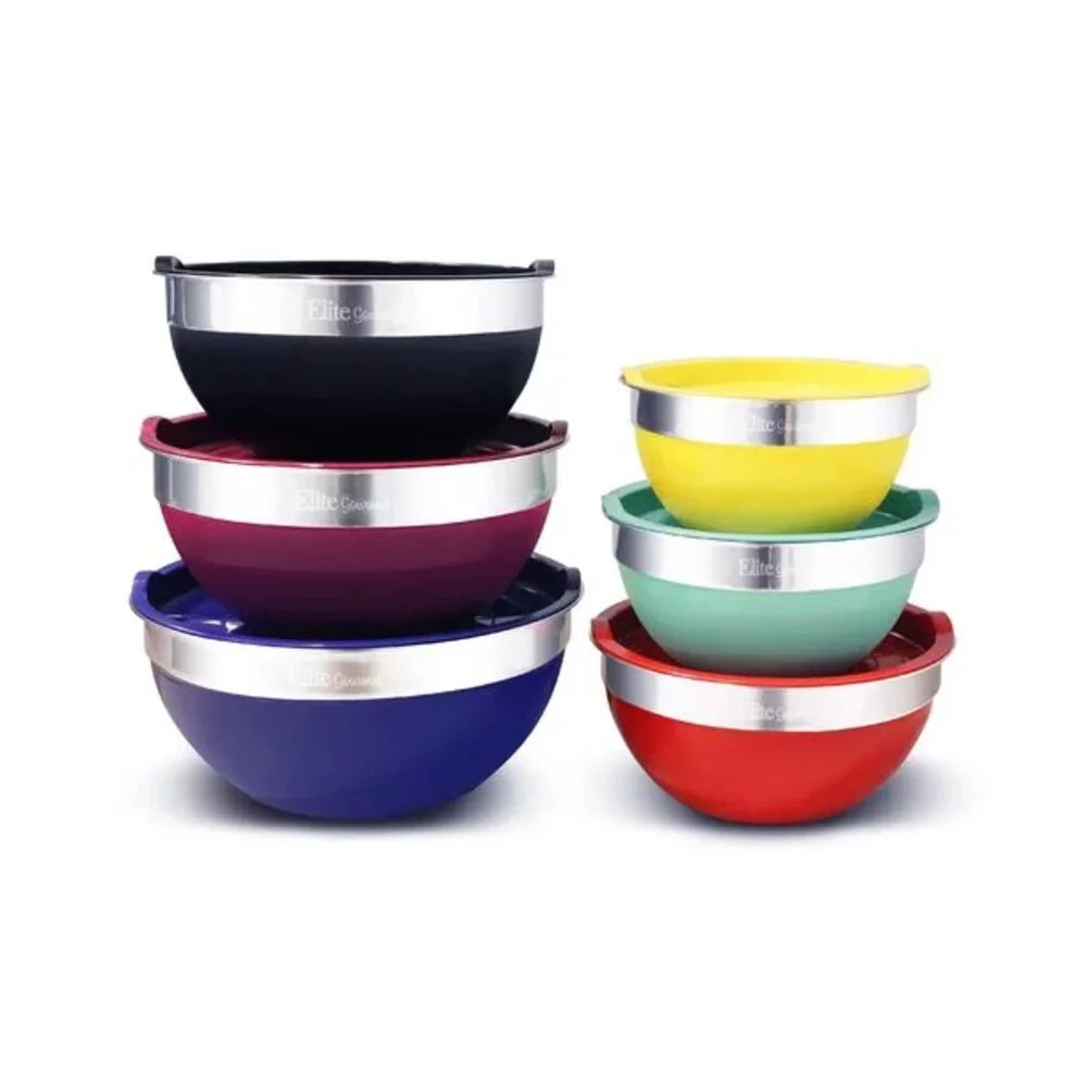 Silicone Stainless Steel Mixing Bowl Set 12 Pieces E9823