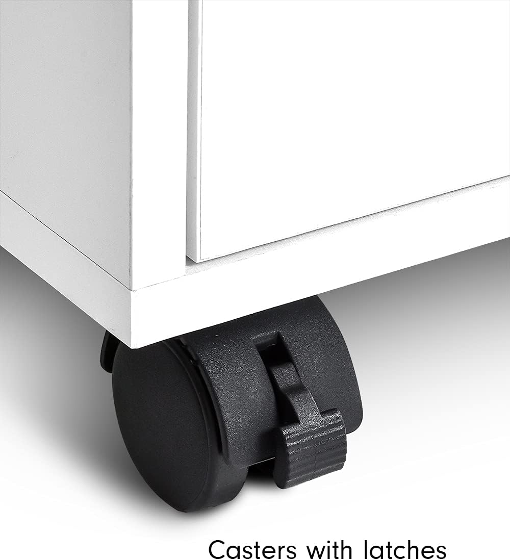 White 3 Drawer Wooden Mobile Filing Cabinet with Wheels R262472
