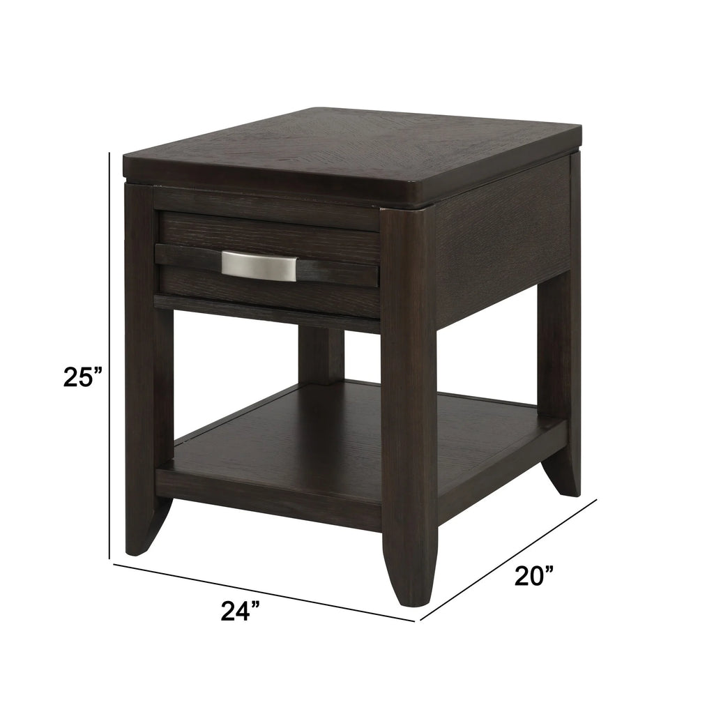 Espresso Brown Acacia Wood Side End Table Q484