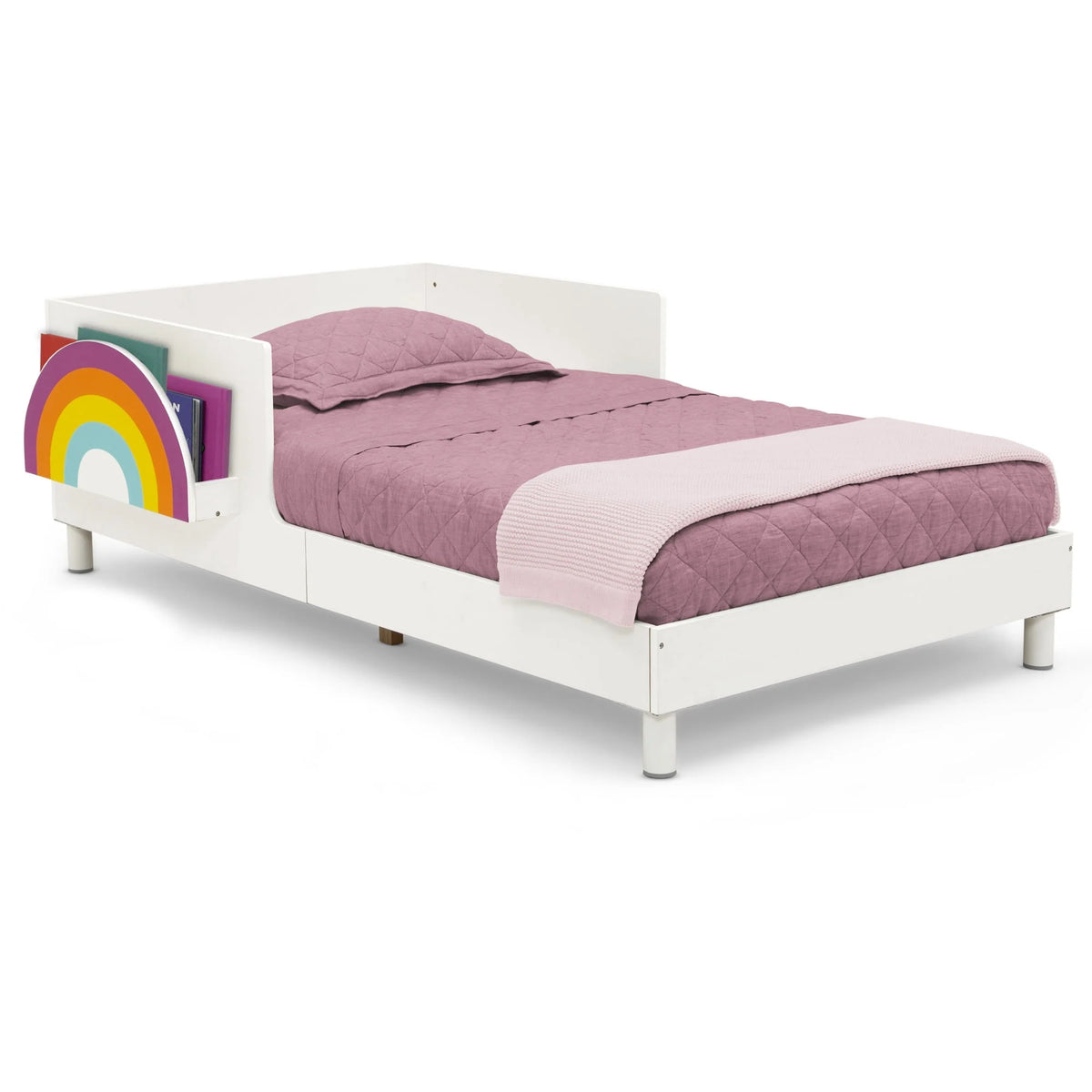 White Toddler Bed with Interchangeable Shelf H903310