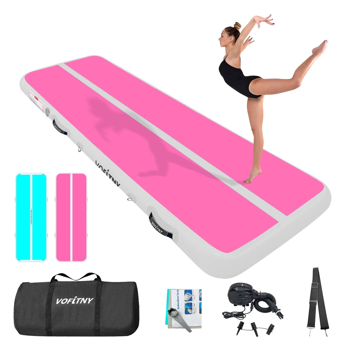 10 ft Inflatable Gymnastics Air Tumbling Track Mat with Pump N423176