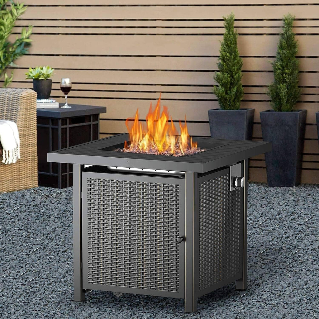 28 Inch 50,000 BTU Propane Gas Fire Pit Table with Lid O6870