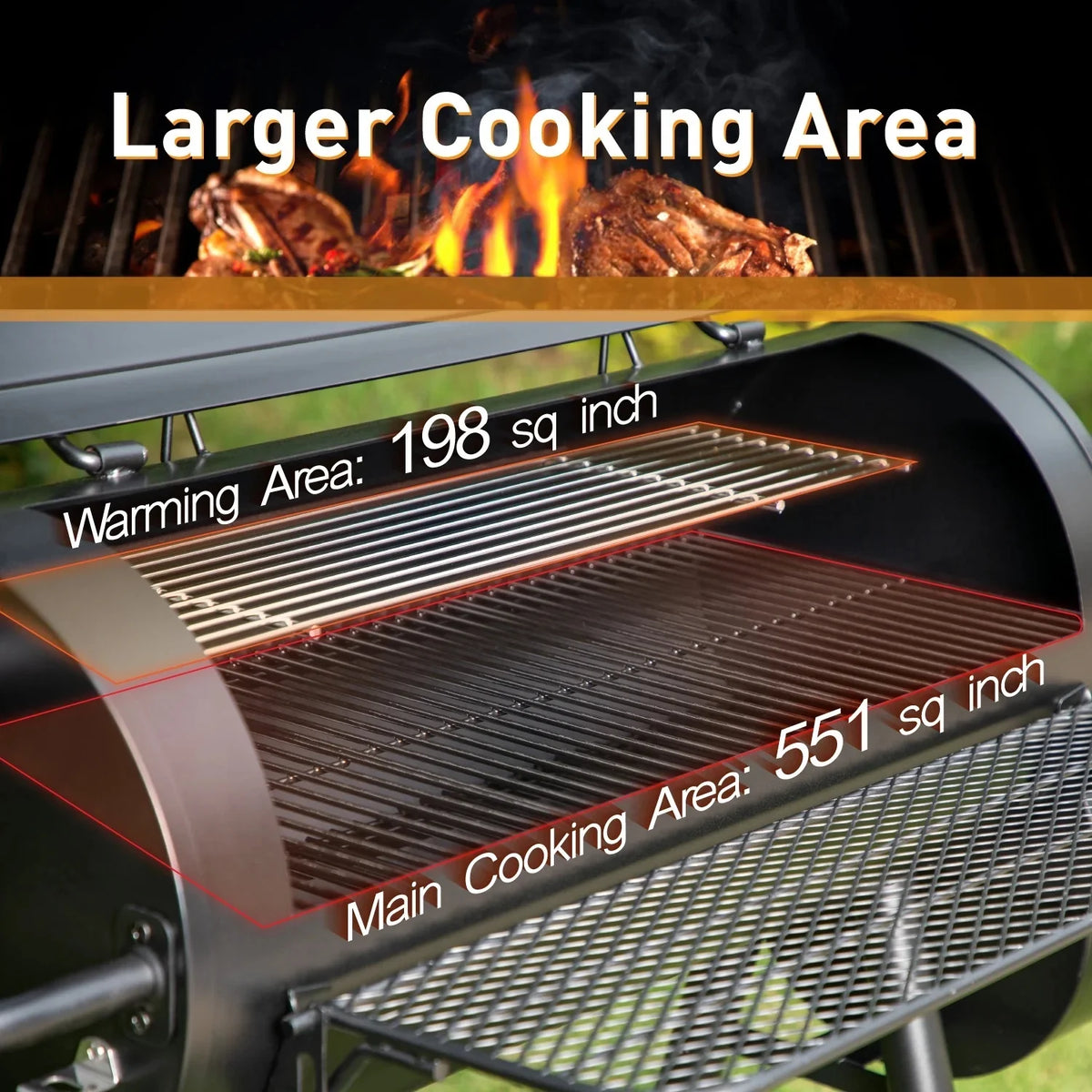 Charcoal Grill with Offset Smoker Black N4606