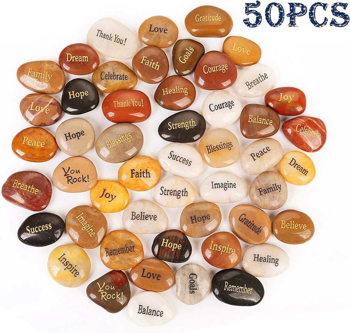 50PCS Inspirational Stones, 2"-3" each U9155