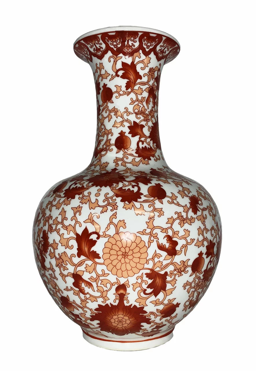 Ball Vase with Red Coral Pattern F37489