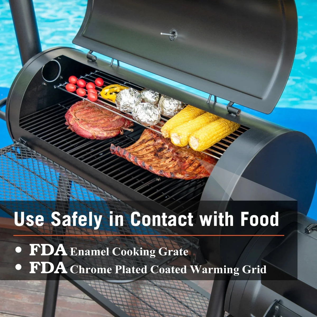 Charcoal Grill with Offset Smoker Black N4606