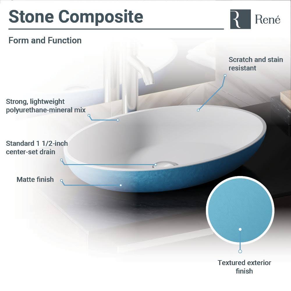 Stone Composite Oval Vessel Sink with Faucet V2031