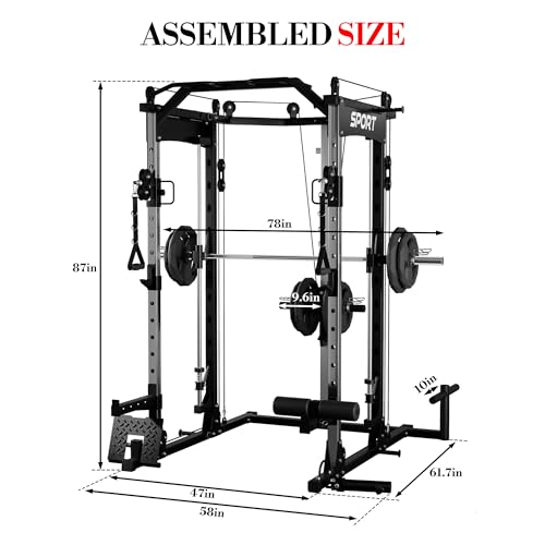 Multi-Functional Power Cage with Cable System 1600LBS Capacity Black B83178
