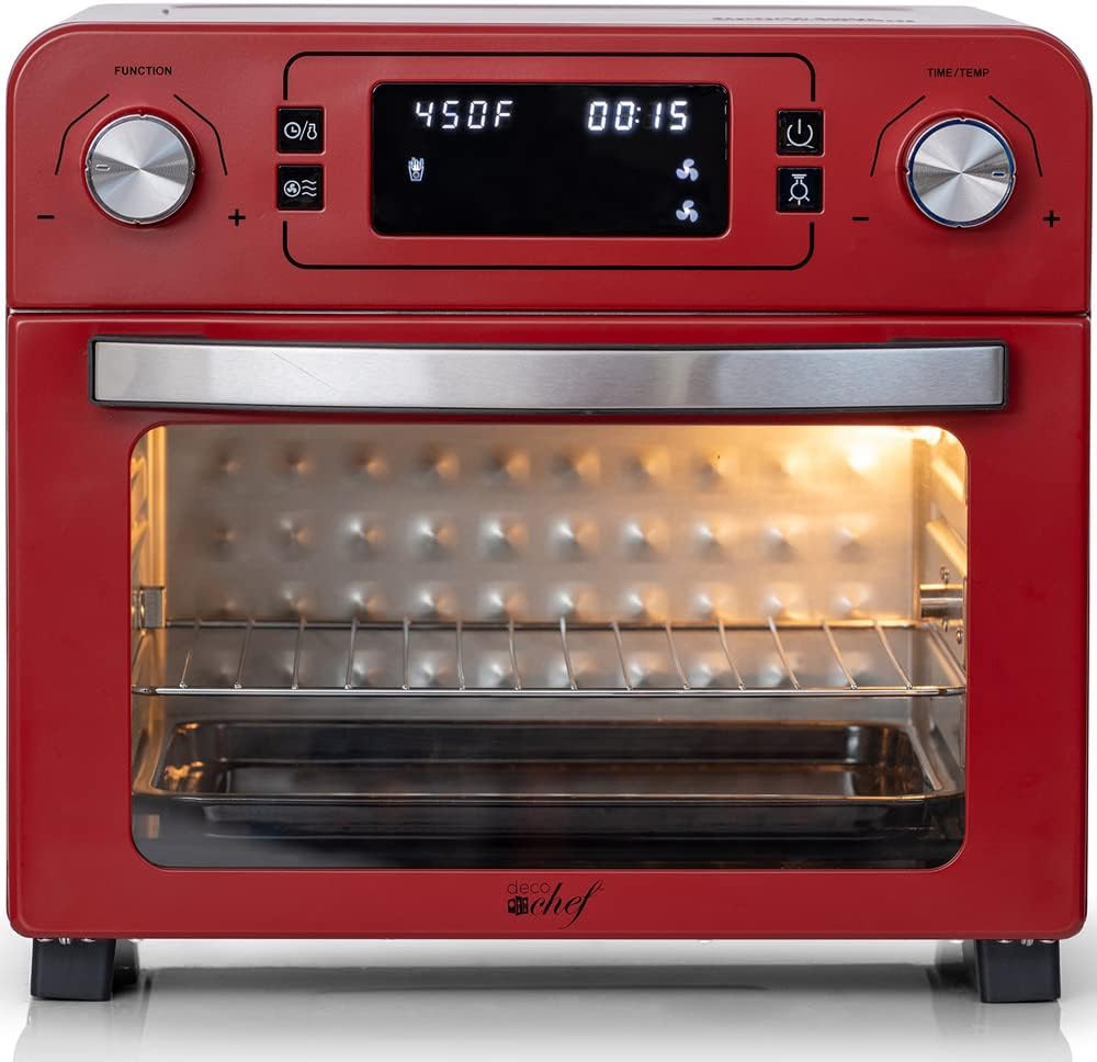 24QT Stainless Steel Countertop Toaster Air Fryer Oven Red Z62321