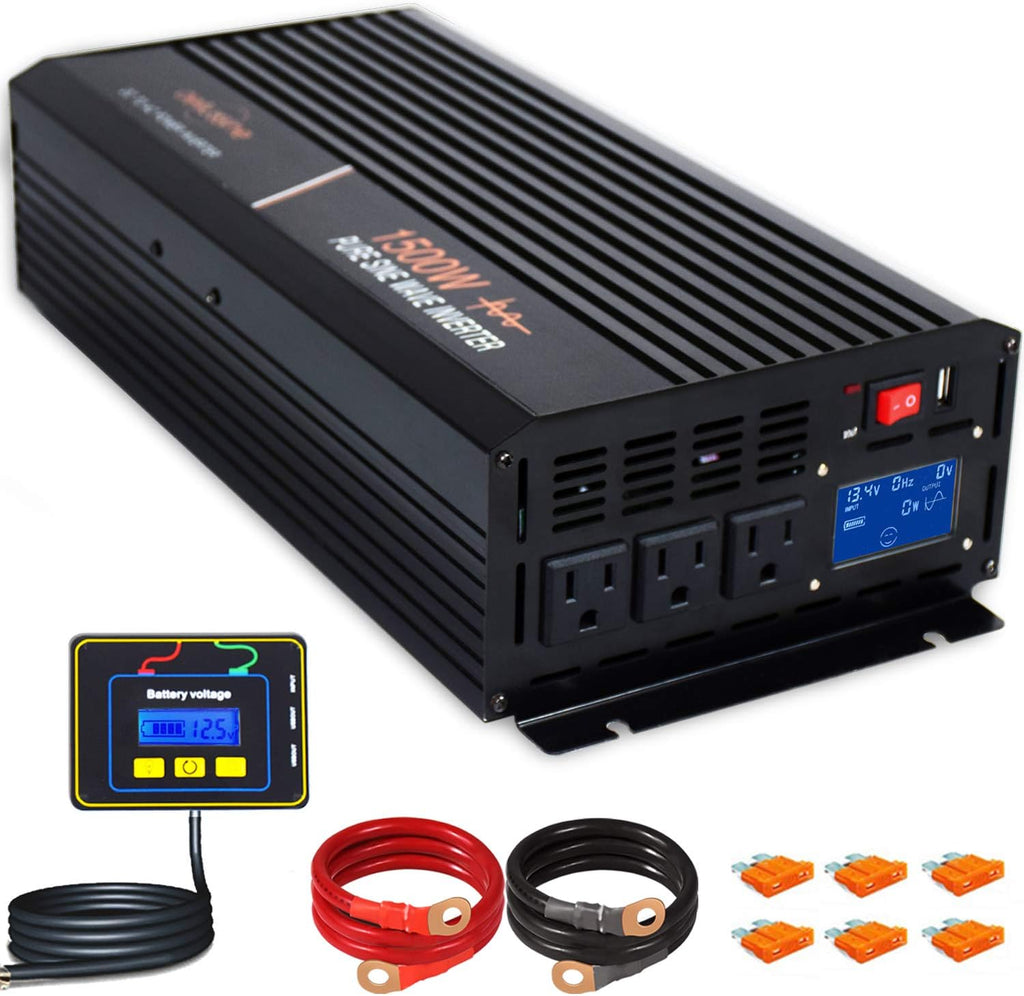 1500 watt Pure Sine Wave Inverter 24v dc to ac 110v 120v with LCD Display Pack of 2 V951581