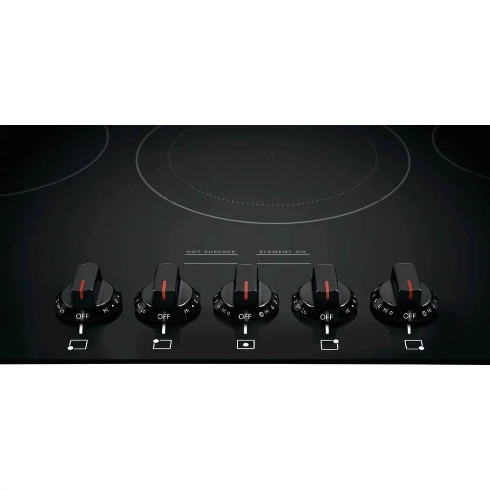 36 Electric Cooktop with 5 Elements Ceramic Glass in Black S661