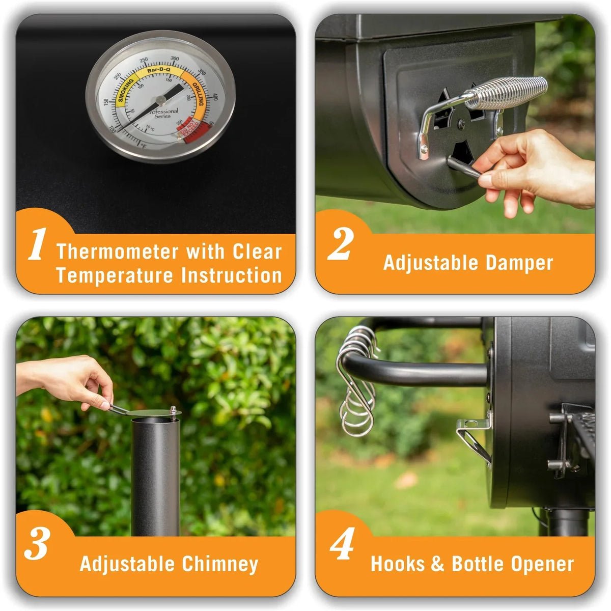 Charcoal Grill with Offset Smoker Black N4606