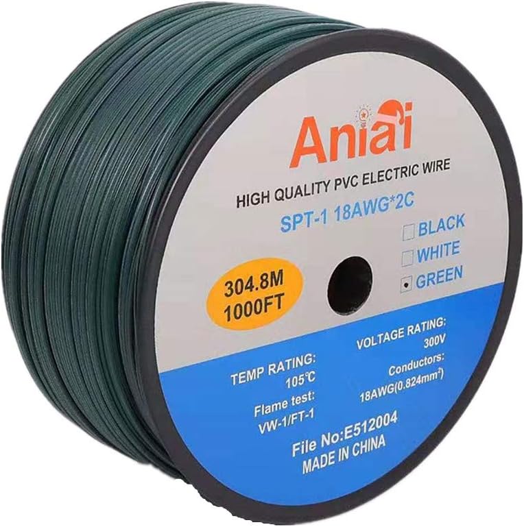 18/2 Zip Cord Electrical Wire, 1000' Lamp Cord Wire Bulk Q426