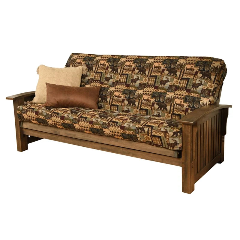 Rustic Walnut Futon with Mattress Q285914