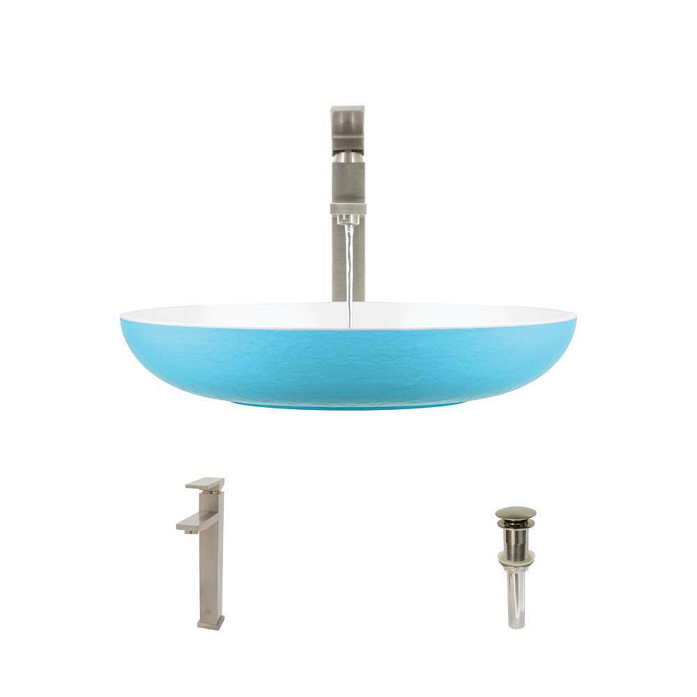 Stone Composite Oval Vessel Sink with Faucet V2031