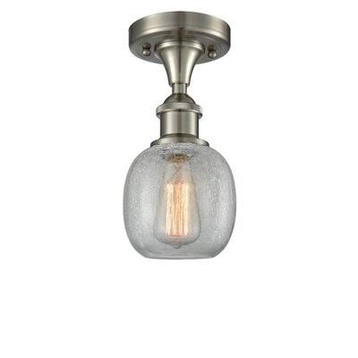 1 Light Semi Flush Mount Fixture Brushed Satin Nickel Clear N35047