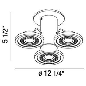 3 Light LED Surface Mount White/Black M937