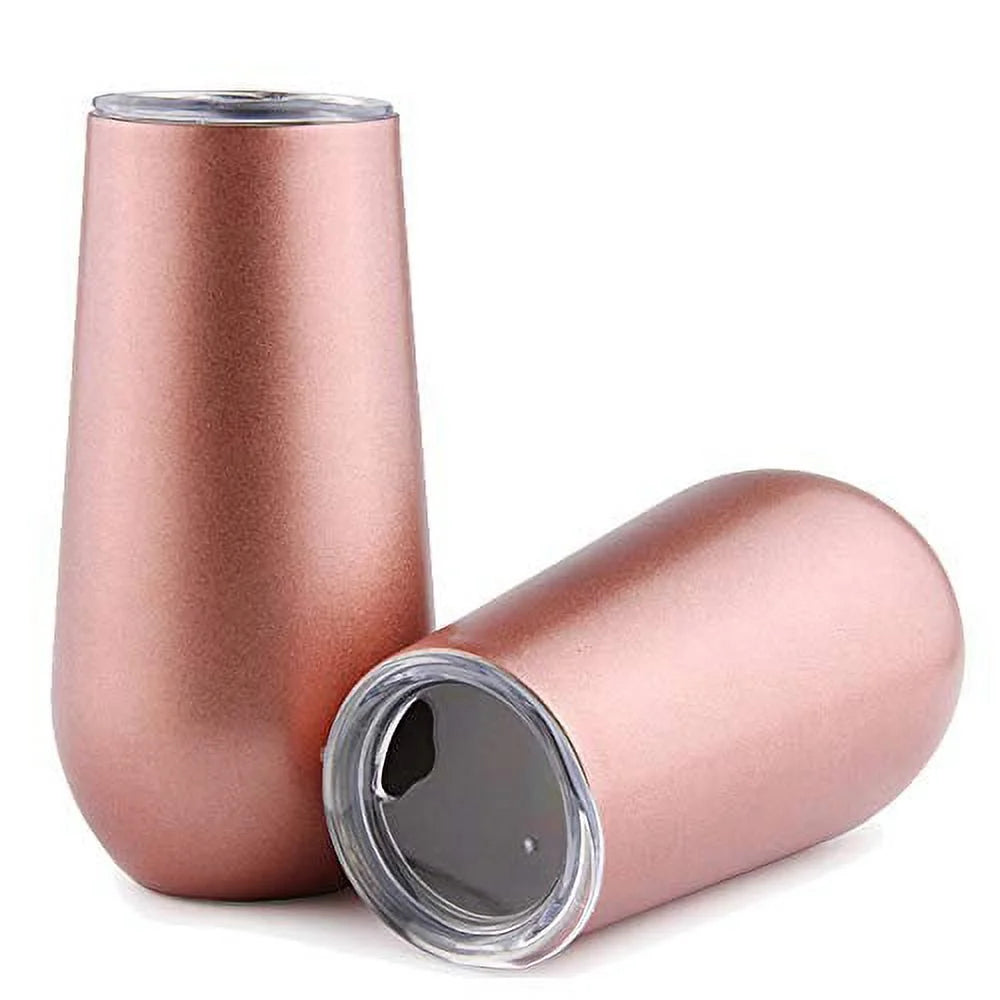 Stainless Steel 6 Ounce Insulated Champagne Flutes Set L98495