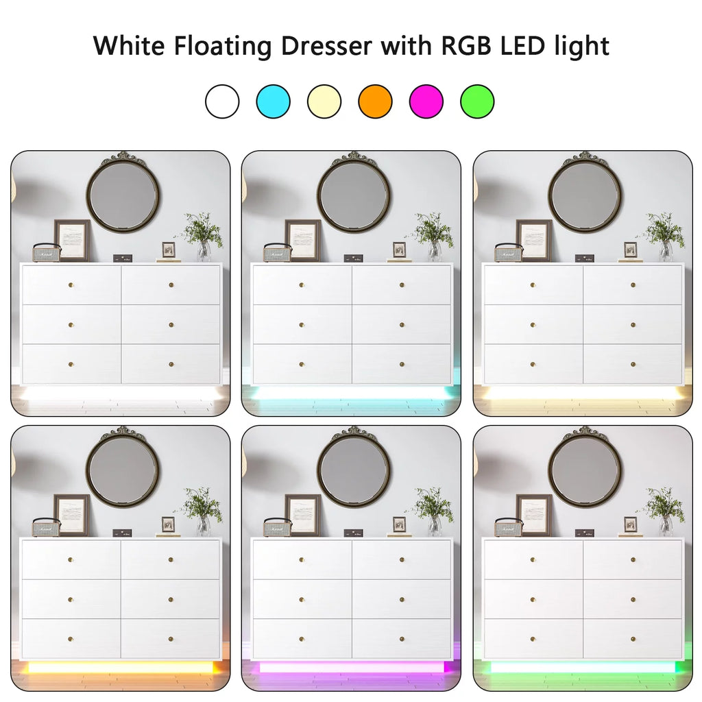 White 6 Drawer Dresser A6992