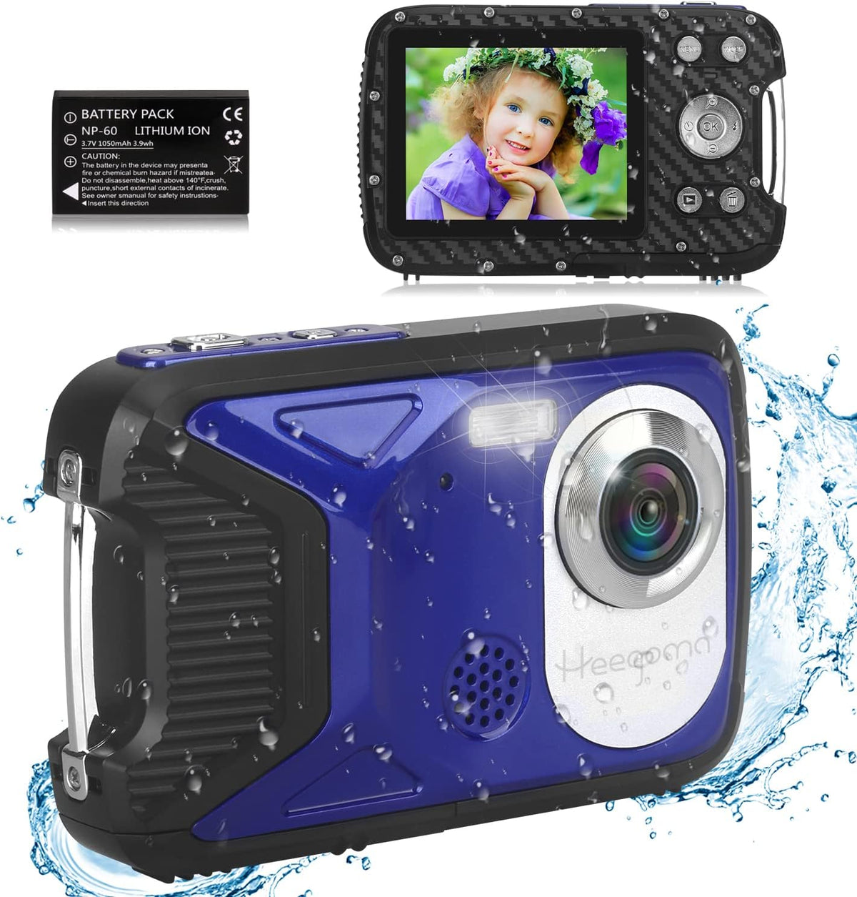 Waterproof 1080P 21MP Digital Camera with 2.8 LCD Screen 8X Zoom G9917