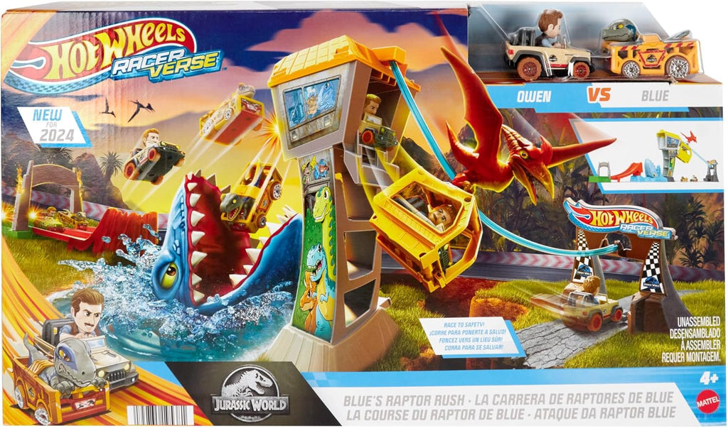 RacerVerse Jurassic World Blue’s Raptor Rush Track Set with 2 Die-Cast Racers G292
