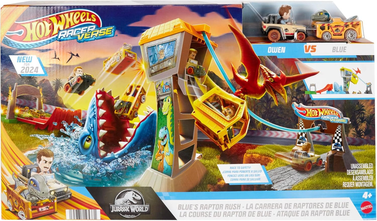 RacerVerse Jurassic World Blue’s Raptor Rush Track Set with 2 Die-Cast Racers G292
