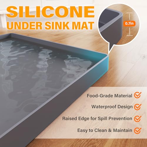 Waterproof Silicone Under Sink Mat 34" x 22" T8224