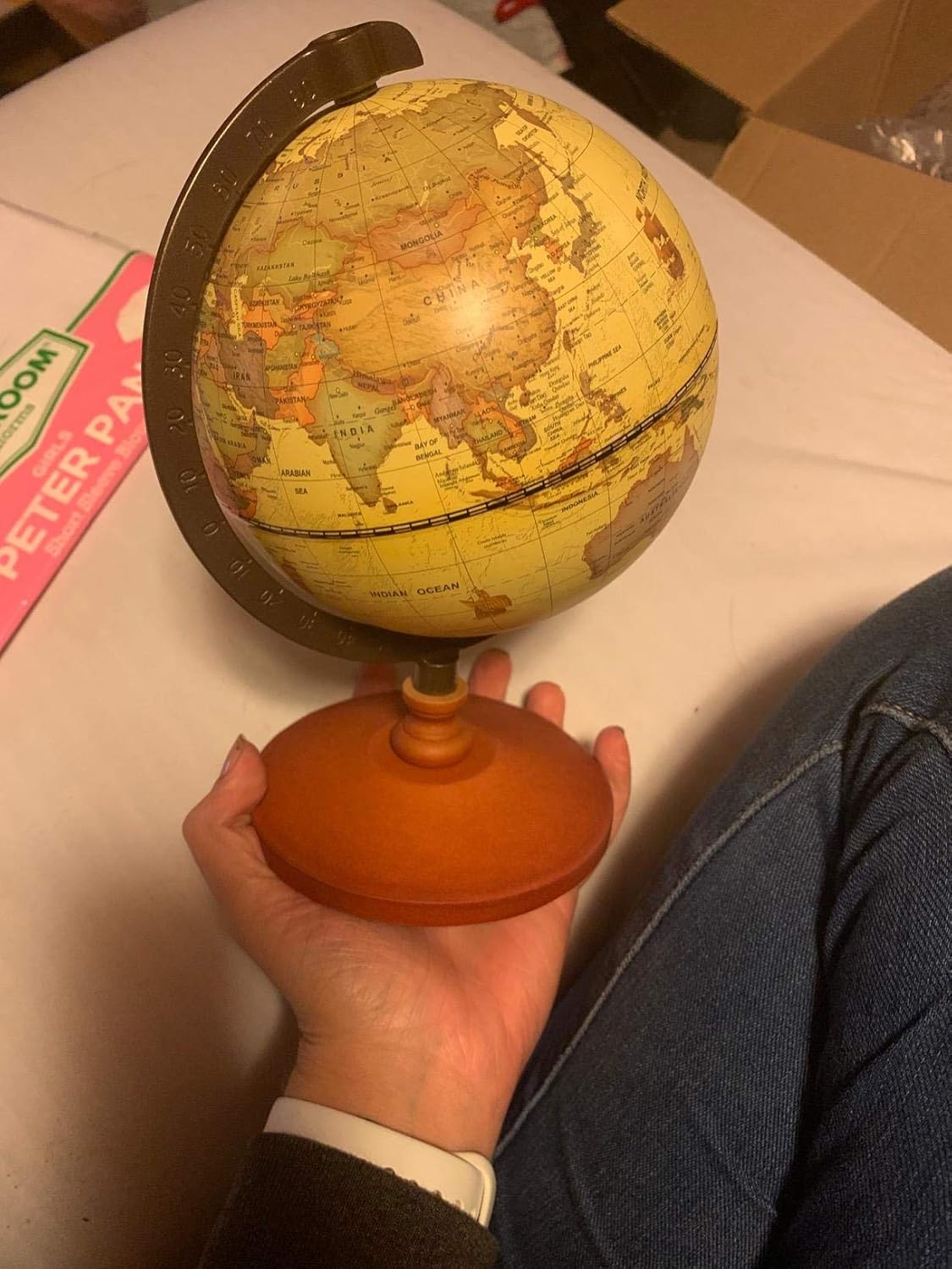 Mini Vintage World Globe with Wooden Stand K237432