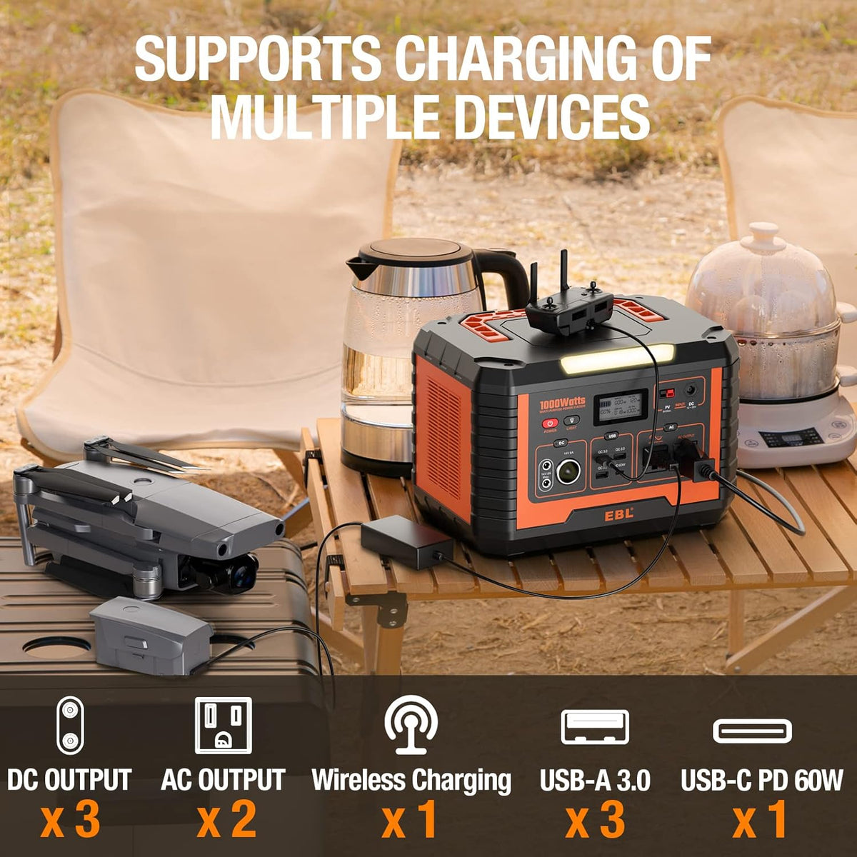 Portable Power Station 1000W 999Wh Solar Generator X250822