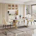 63 inch Clear Rectangular Glass Dining Table with Gold Metal Legs R21487