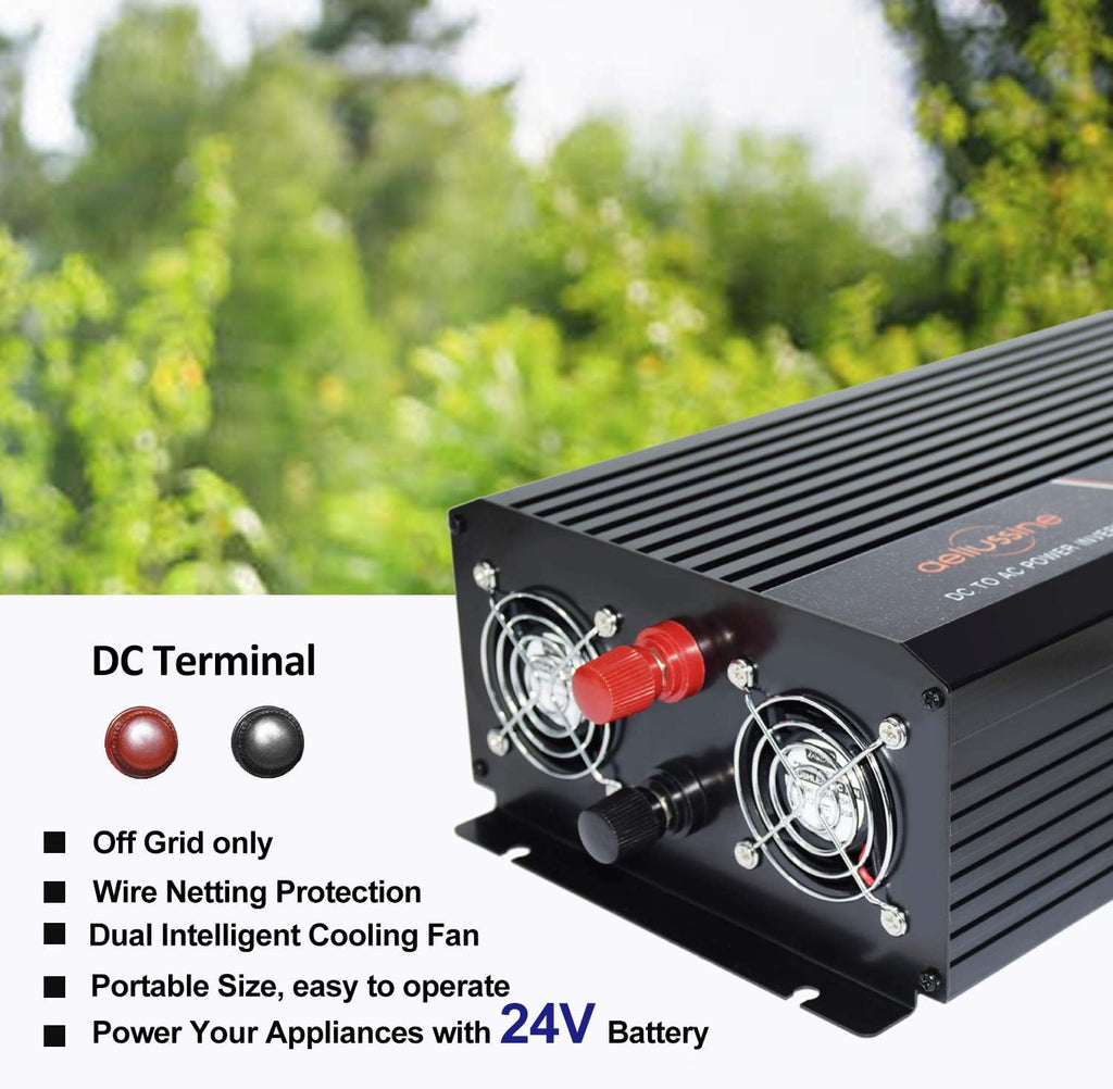 1500 watt Pure Sine Wave Inverter 24v dc to ac 110v 120v with LCD Display Pack of 2 V951581