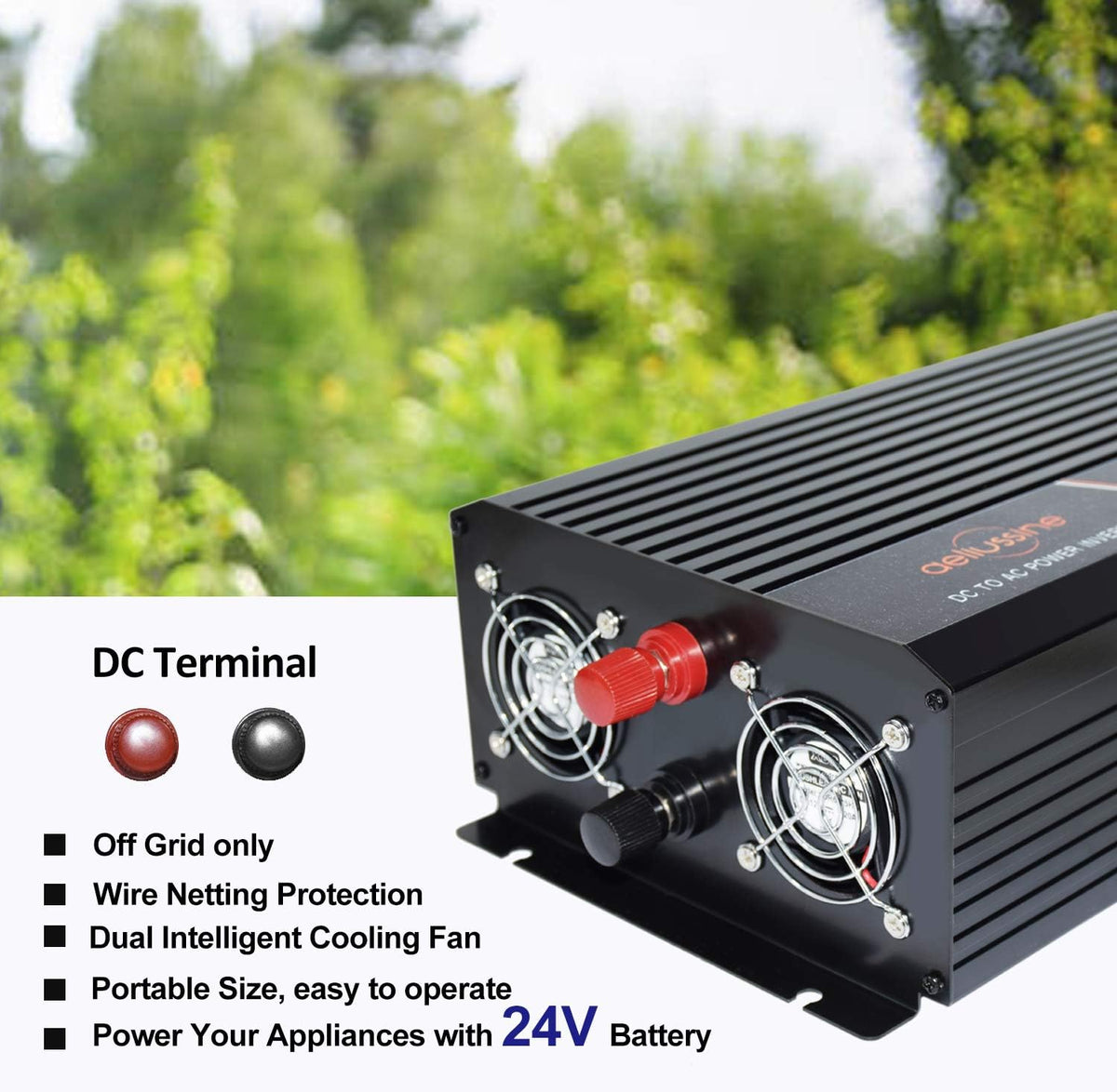 1500 watt Pure Sine Wave Inverter 24v dc to ac 110v 120v with LCD Display Pack of 2 V951581