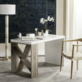White Lacquer and Oak Desk B510