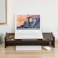 Bamboo Monitor Stand Riser with Drawer, 2 Tier Desk Organizer Stand H652981