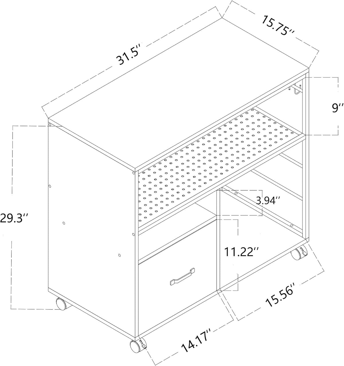 Industrial File Cabinet with Wheels R989