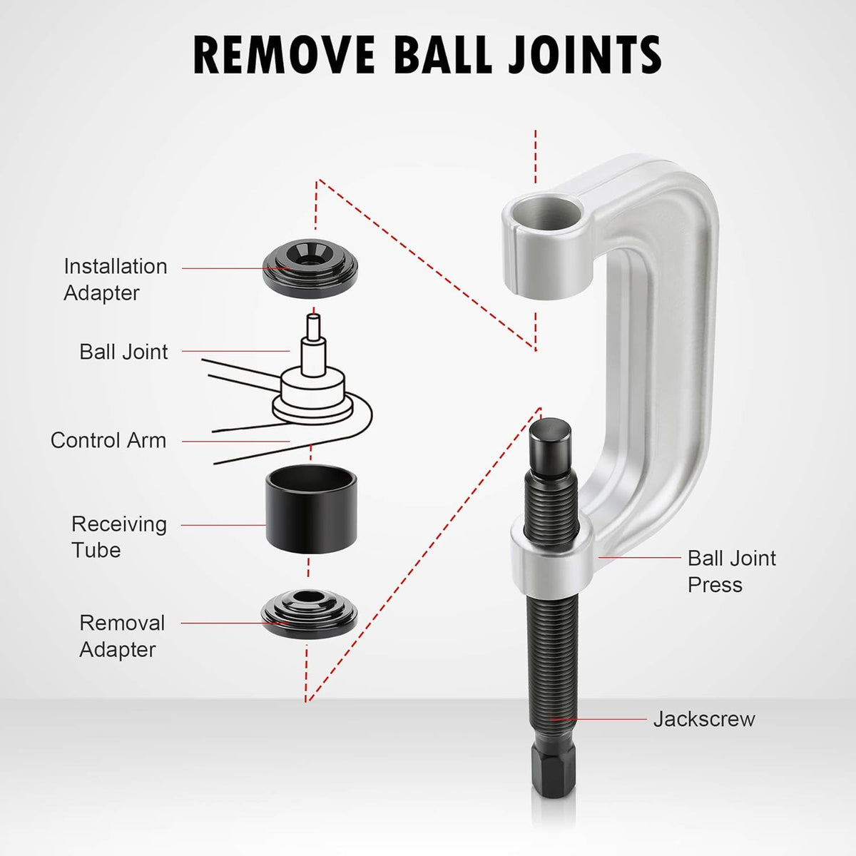 Heavy Duty Ball Joint Press & U Joint Removal Tool Kit with 4wd Adapters O682