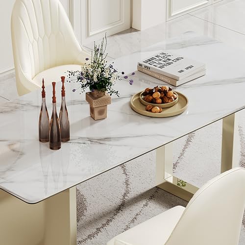 63 inch Clear Rectangular Glass Dining Table with Gold Metal Legs R21487