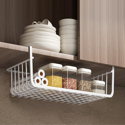 Metal Under Shelf Storage Basket Wire Basket (Large White) P251453