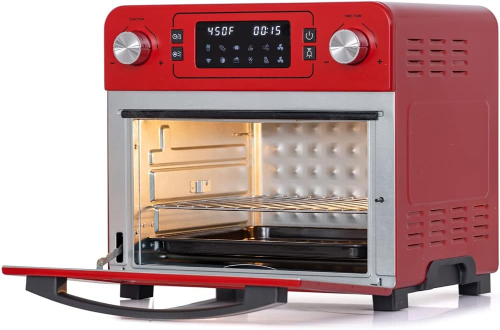 24QT Stainless Steel Countertop Toaster Air Fryer Oven Red Z62321