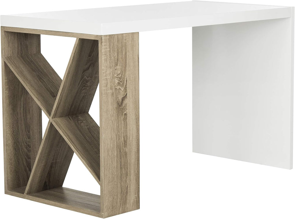 White Lacquer and Oak Desk B510